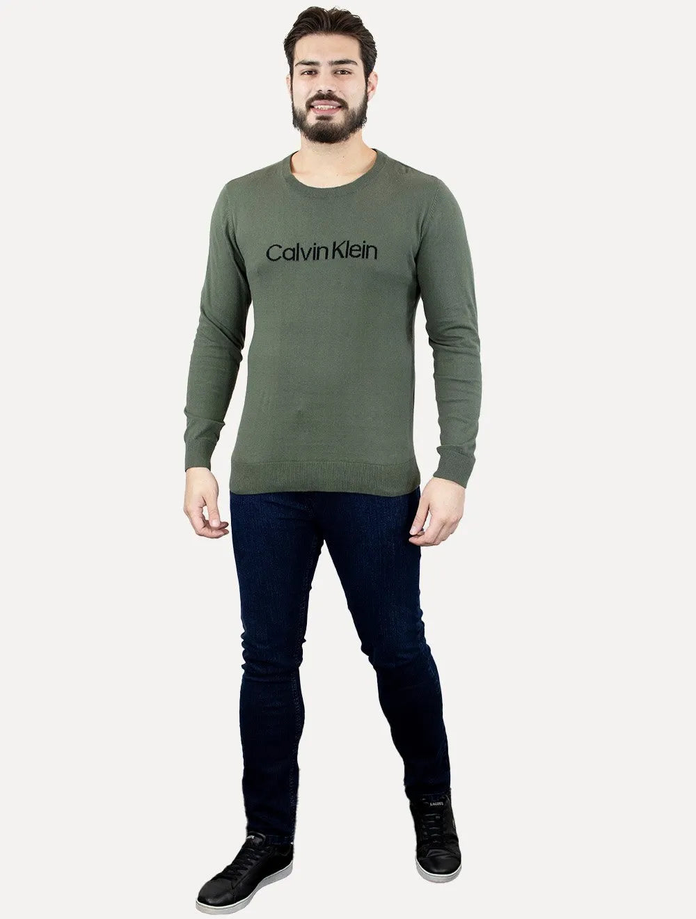Suéter Calvin Klein Masculina Tricot Front Logo Verde Militar