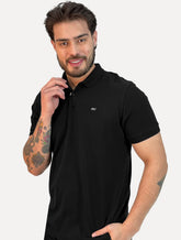 Polo Calvin Klein Masculina Piquet Regular CKJ Bordado Preta