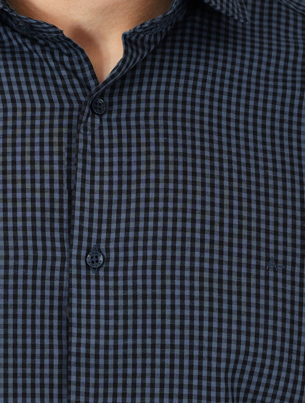 Camisa Aramis Masculina Slim Mini Xadrez Damero Azul Médio/Preto
