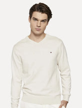 Suéter Tommy Hilfiger Masculino Signature V-Neck Off White