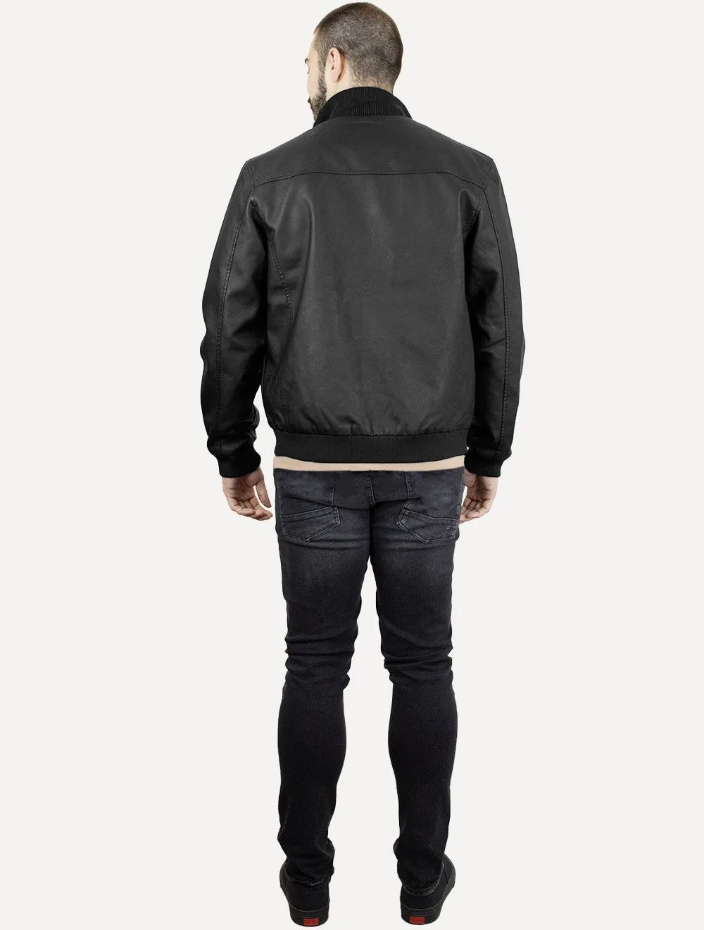 Jaqueta Ellus Masculina Vegan Leather Bomber Zip Preta