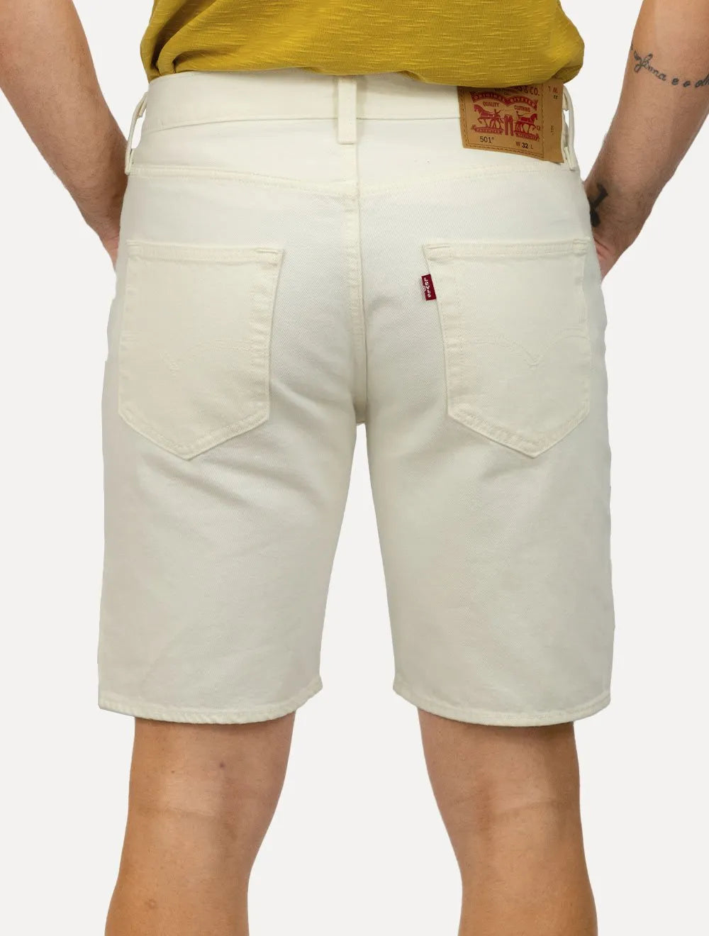 Bermuda Levis Jeans Masculina 501 Original Shorts Off-White