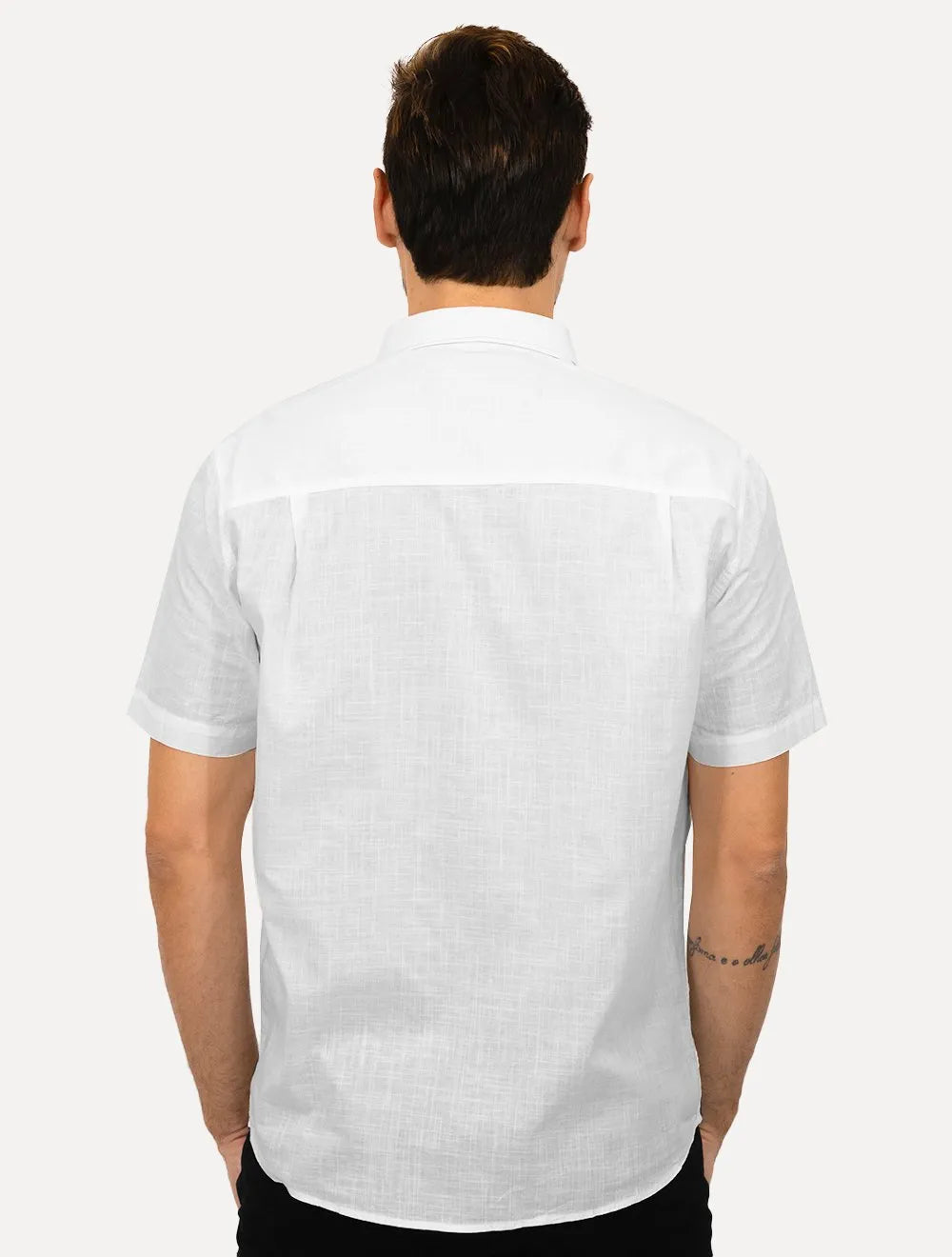 Camisa Ellus Masculina Regular Manga Curta Linen Like Surf New Italian Branca