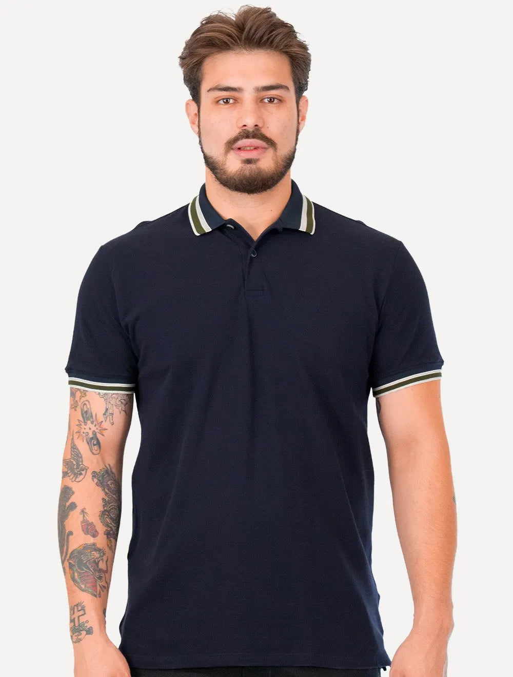 Polo Aramis Masculina Piquet Duplo Friso Move Azul Marinho