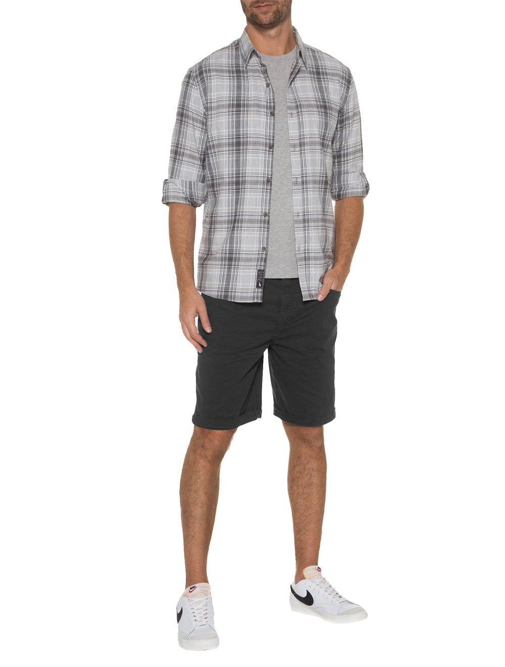 Bermuda Ellus Sarja Masculina Color Canvas Rock 5 Pockets Preta