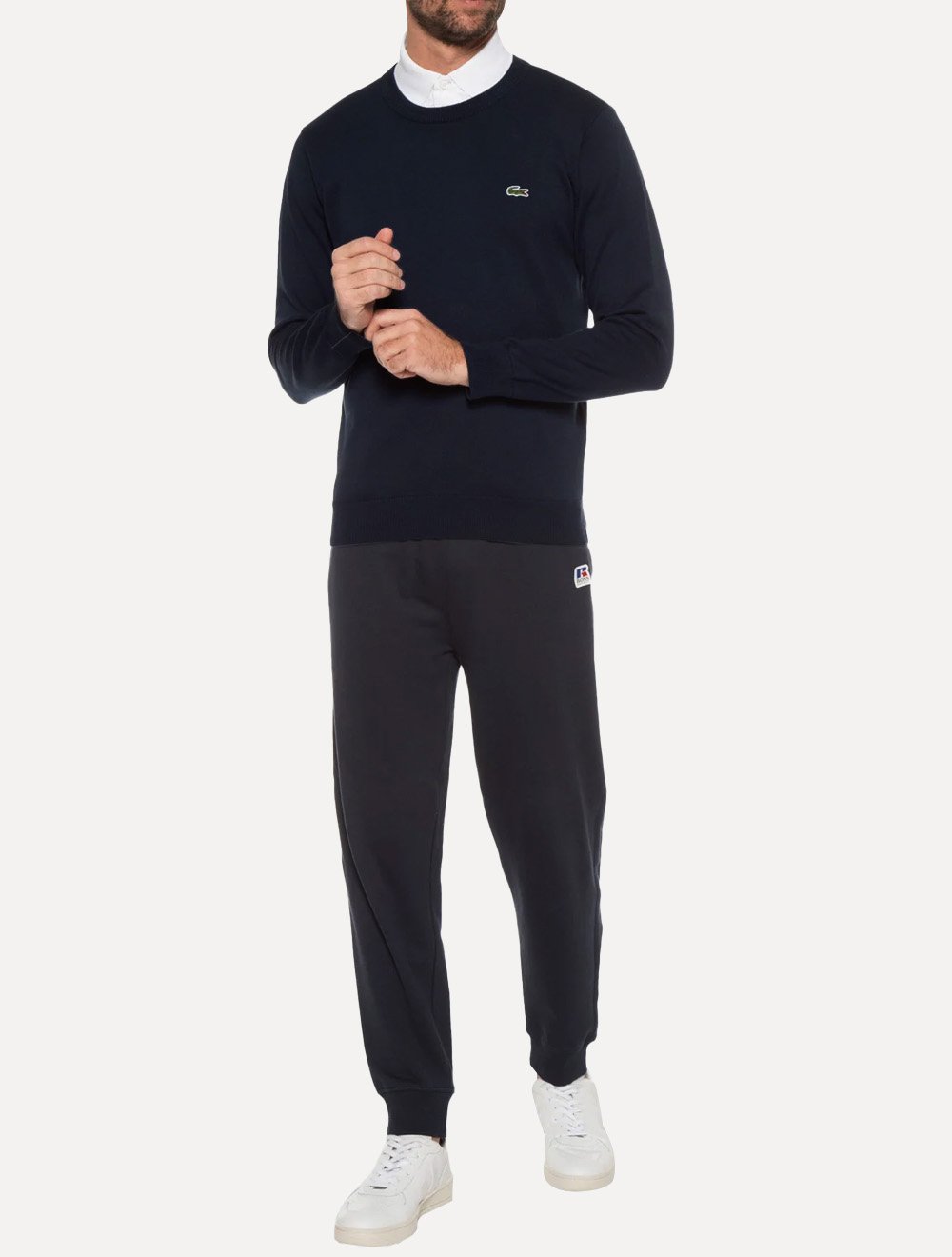 Suéter Lacoste Masculino Classic Fit Gola Redonda Lisa Logo Azul Marinho