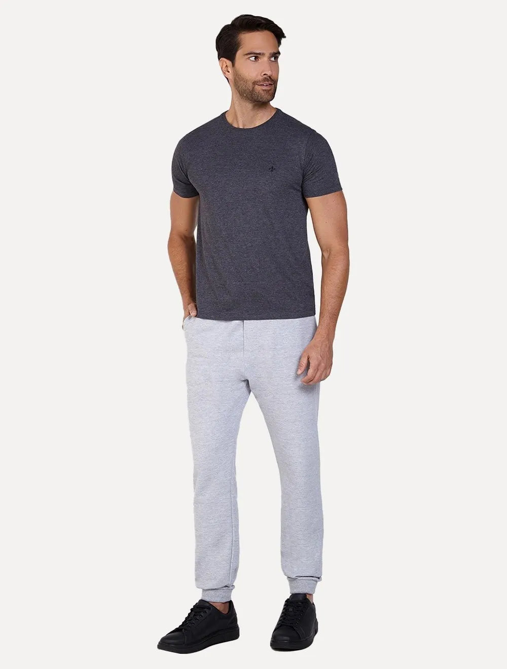 Camiseta Dudalina Masculina Sobretin Melange Chumbo Mescla