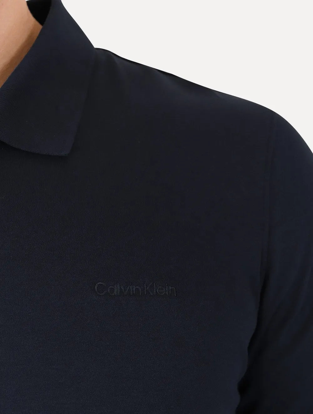 Polo Calvin Klein Masculina Regular Básica Interlock Liquid Touch Azul Marinho