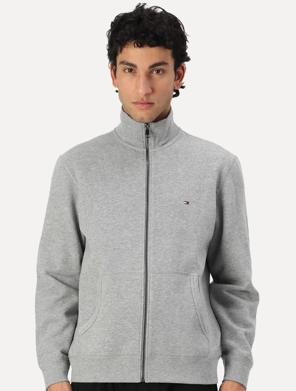 Moletom Tommy Hilfiger Masculino Essential Terry Zip-Thru Cinza Mescla