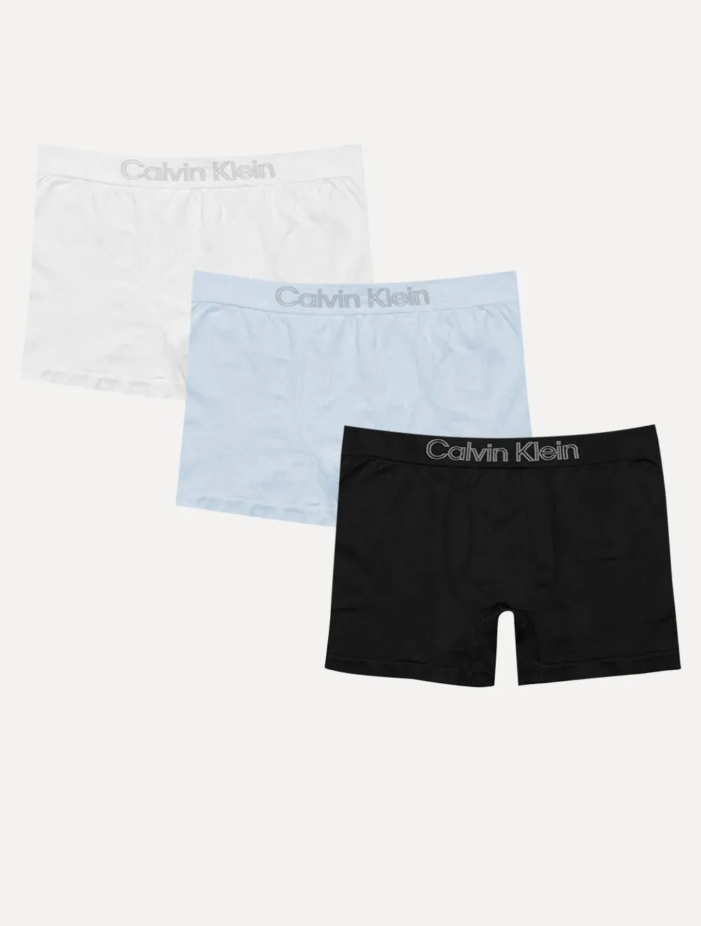 Cuecas Calvin Klein Underwear Trunk Seamless Outline Grey Logo Preta/ Branca e Azul Claro
