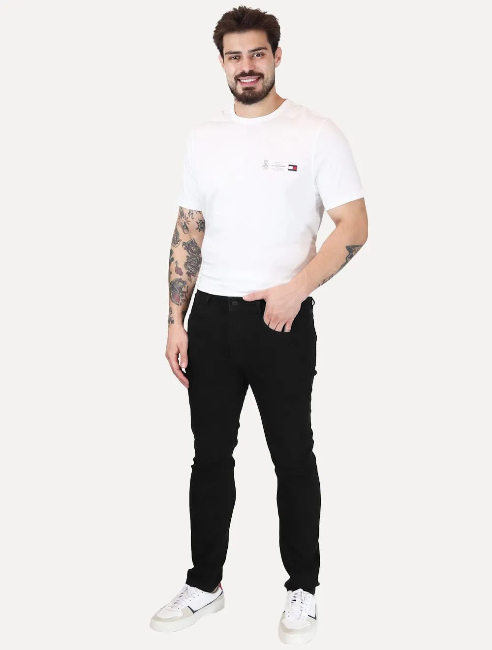 Calça Calvin Klein Jeans Masculina Slim 5 Pockets Preta