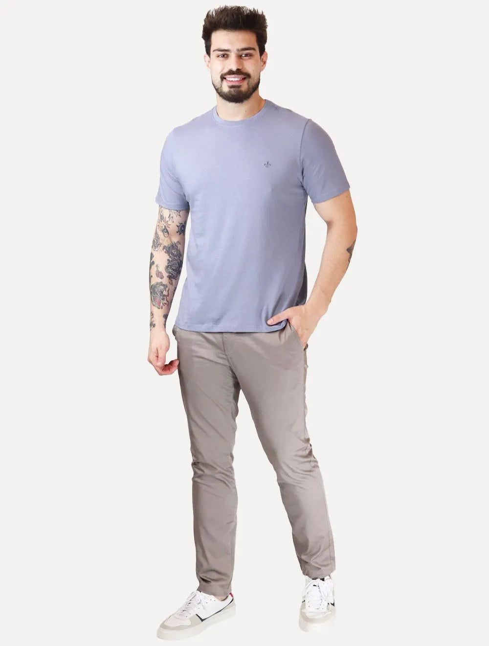 Camiseta Dudalina Masculina Essentials Modal Logo Lilás