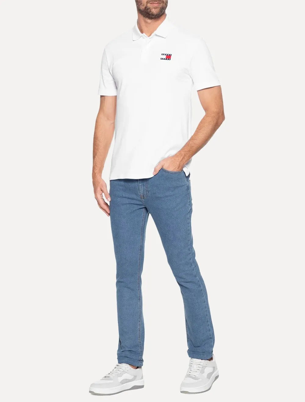 Calça Tommy Jeans Masculina Skinny Simon Flag Azul