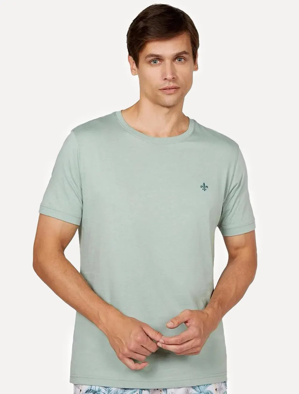 Camiseta Dudalina Masculina Ultrasoft Pima Cotton Logo Verde Claro