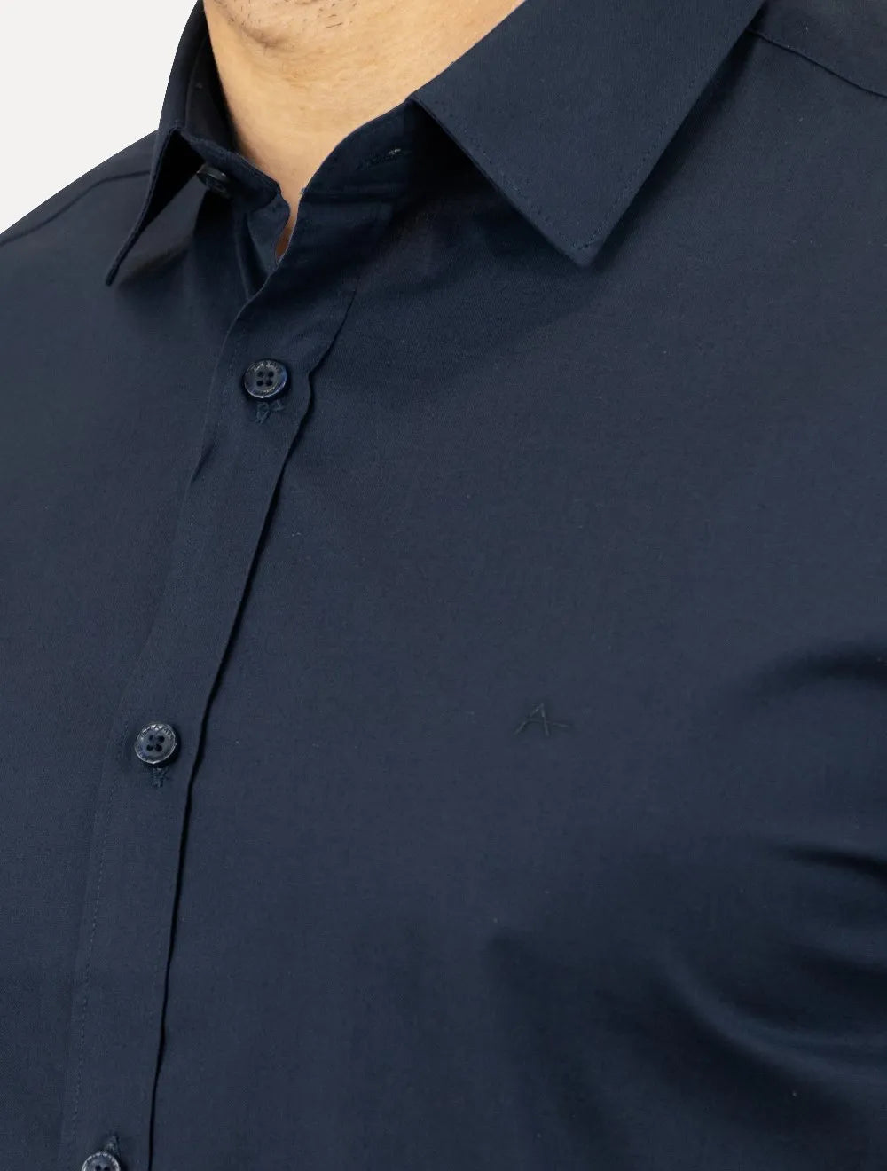 Camisa Aramis Masculina Manga Curta Regular Tricoline Stretch Marinho