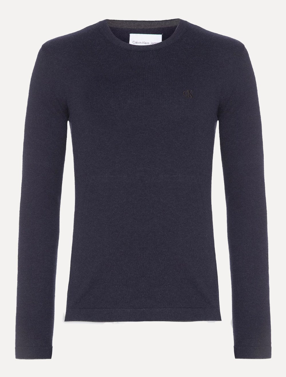 Suéter Calvin Klein Jeans Masculino Tricot Gola Careca com Logo Marinho