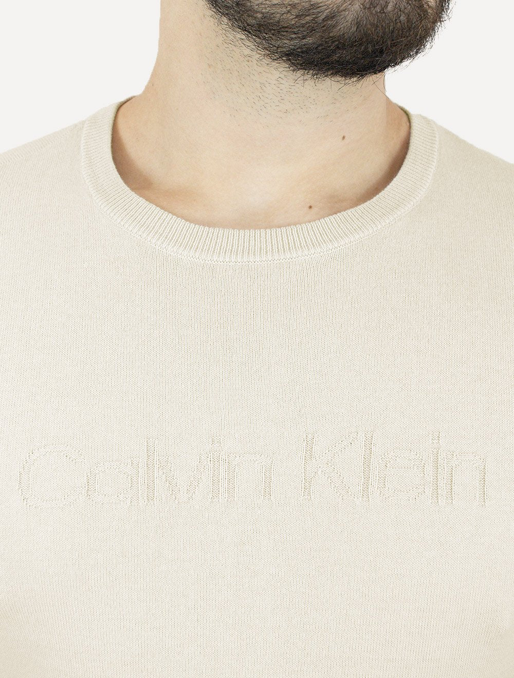Suéter Calvin Klein Jeans Masculino Crewneck Tricot Liso Areia