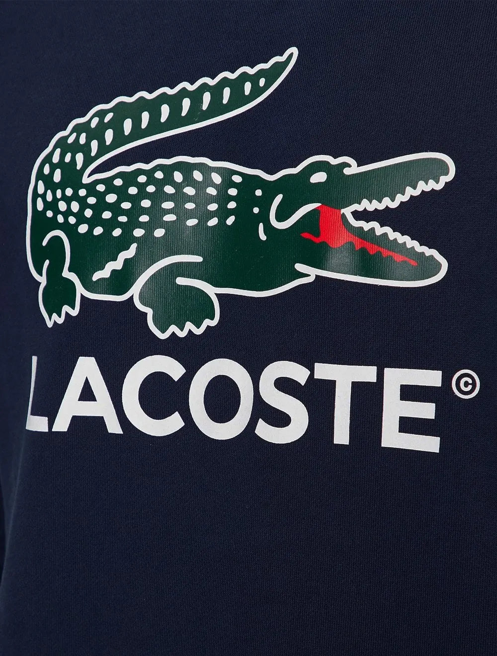 Moletom Lacoste Masculino Crewneck Classic Fit Cotton Fleece Logo Azul Marinho