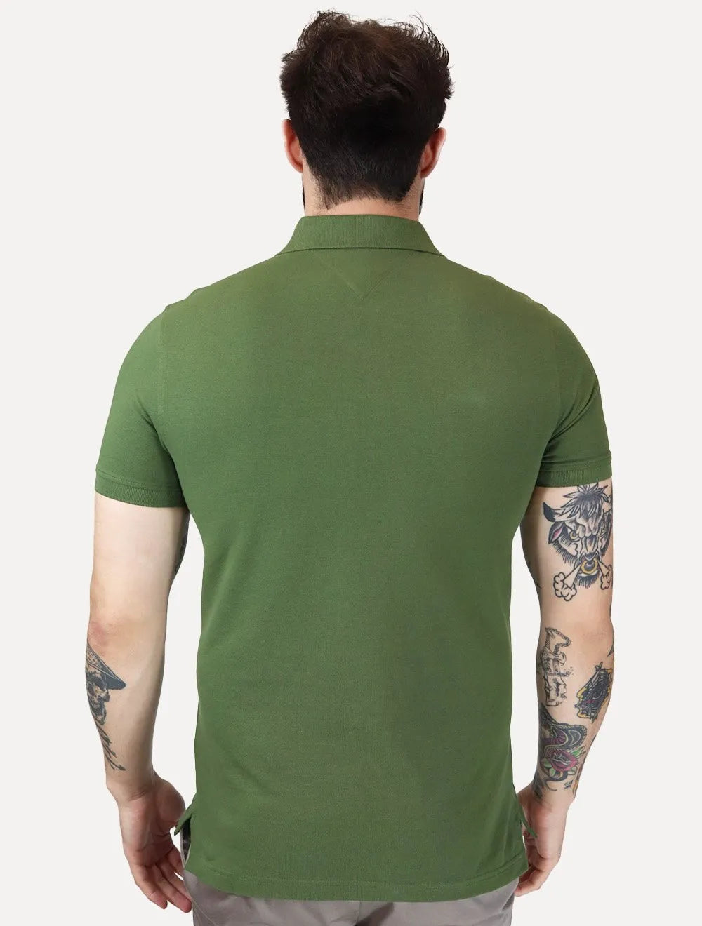 Polo Tommy Hilfiger Masculina Slim Piquet 1985 Verde Escuro