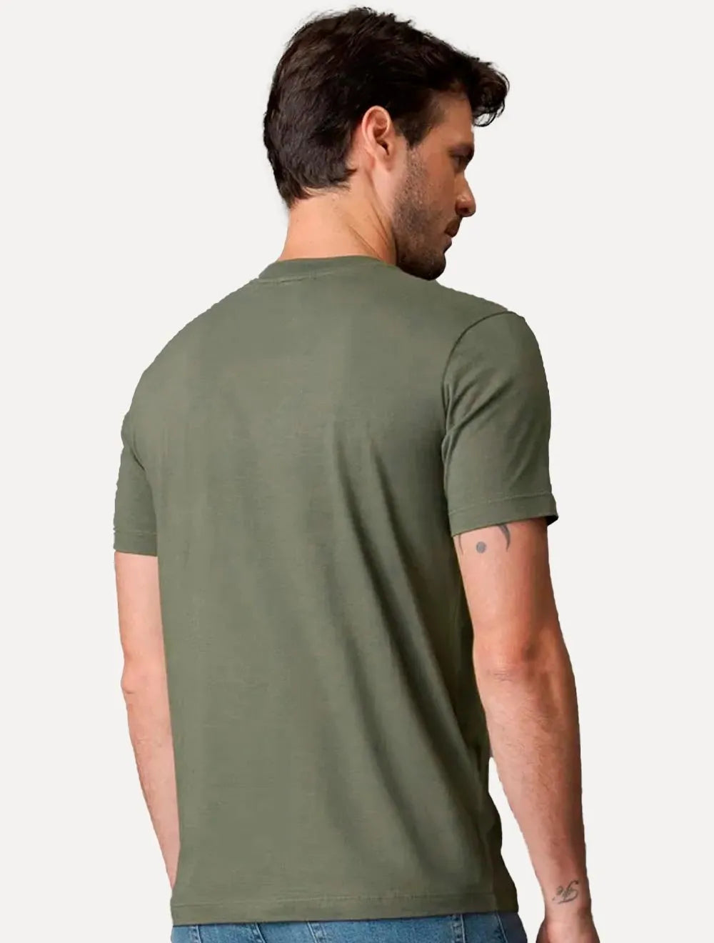 Camiseta Calvin Klein Masculina Embossing Logo Relevo Verde Militar