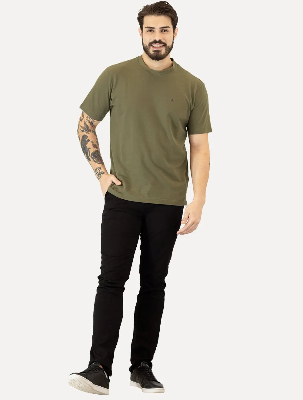 Camiseta Aramis Masculina Regular Piquet Classica Verde Médio