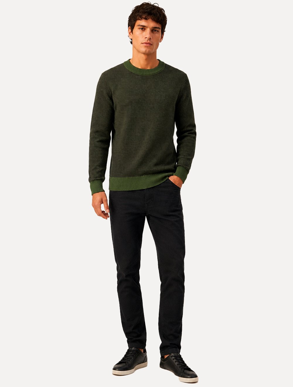 Suéter John John Masculino Regular Fit Tricot Smooth Verde Militar