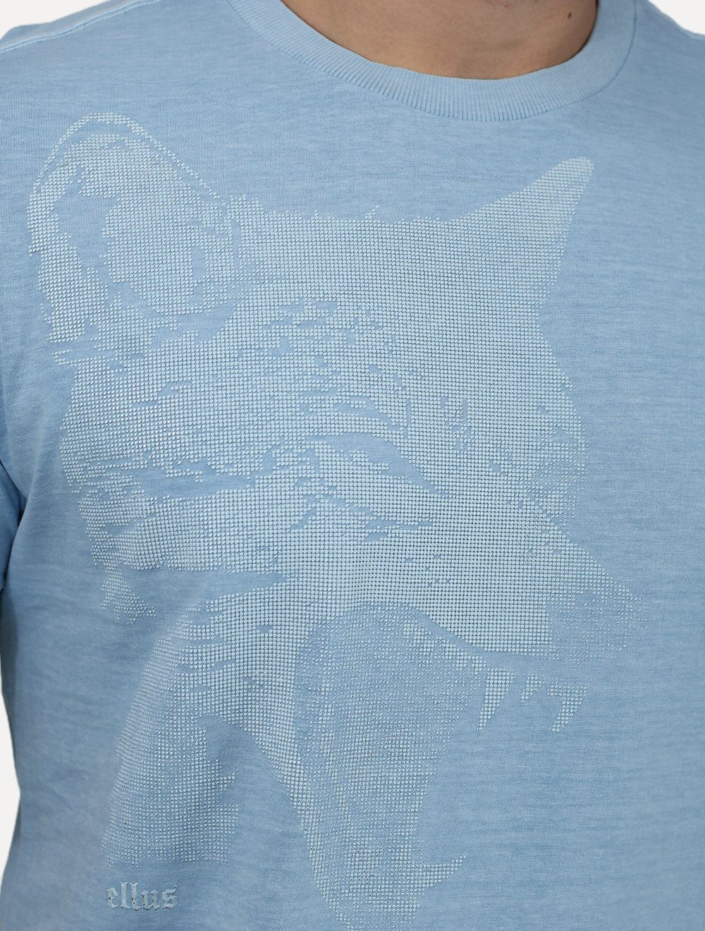 Camiseta Ellus Masculina Cotton Washed Coyote Azul Claro
