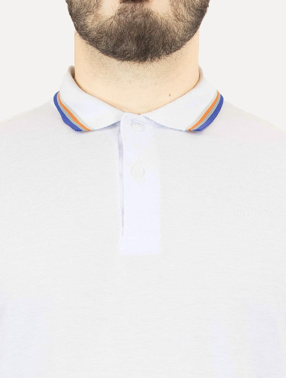 Polo Colcci Masculina Piquet Detalhe Listras Branca