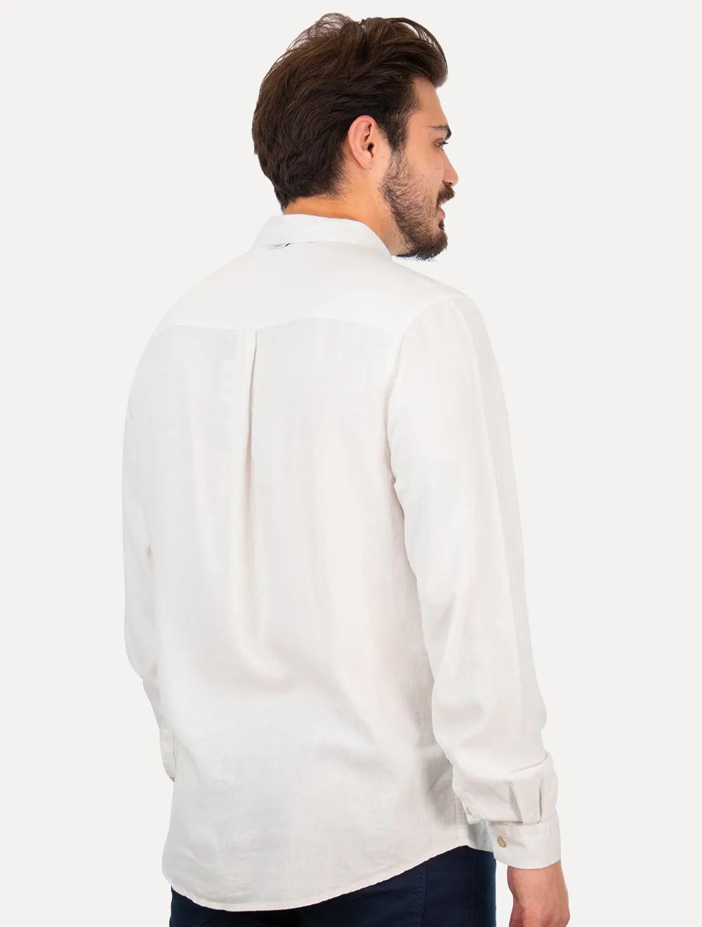 Camisa Colcci Masculina Linho Relax Logo Branca
