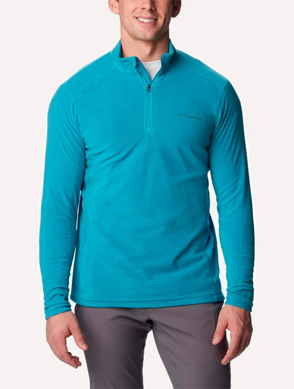 Blusa Columbia Masculina Klamath Range II Half Zip Azul Turquesa