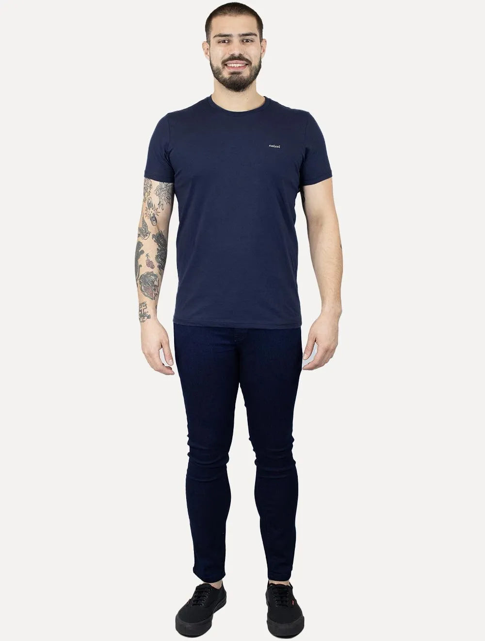 Camiseta Colcci Masculina Back To Basics Light Logo Azul Marinho