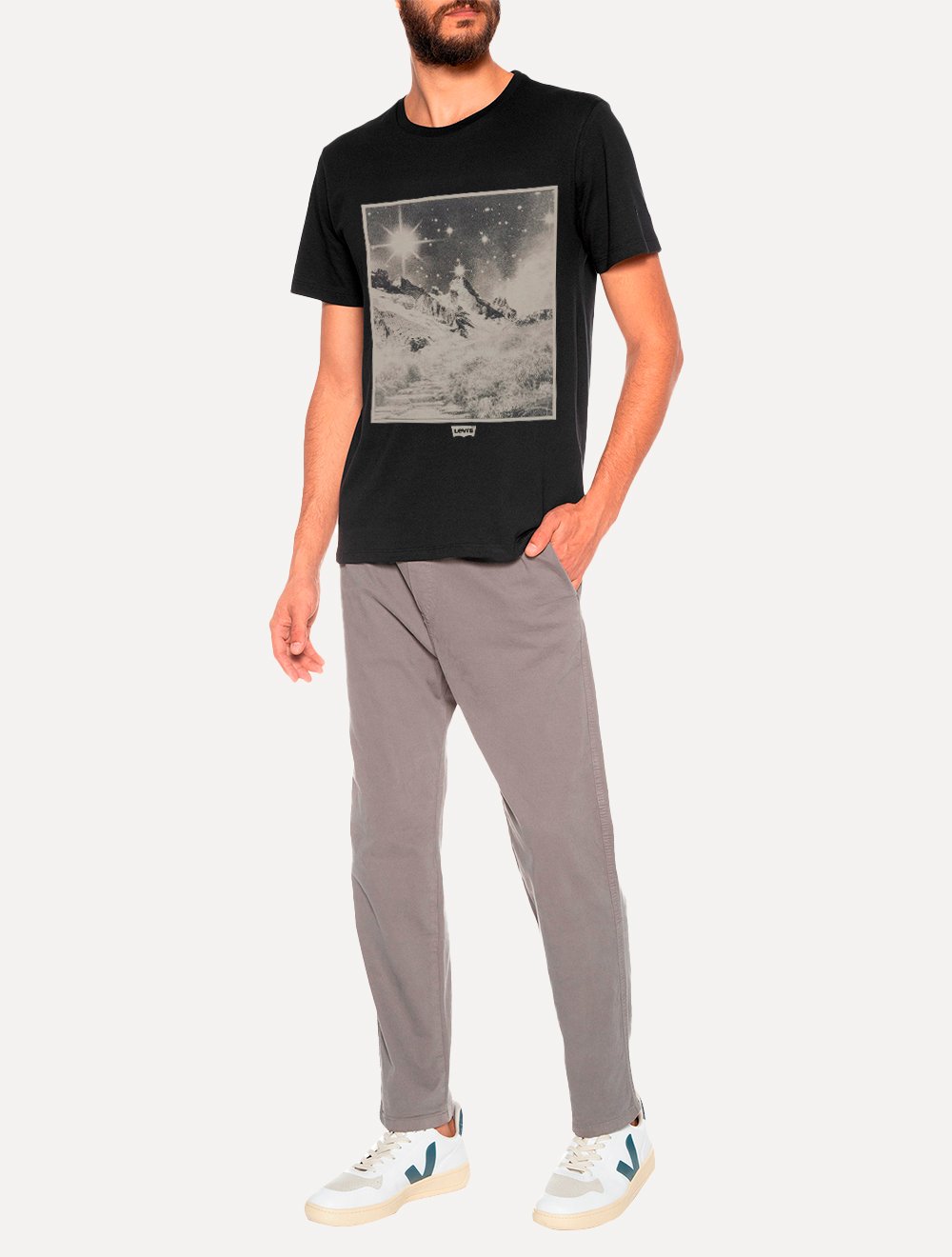 Camiseta Levis Masculina Standard Landscape Graphic Preta