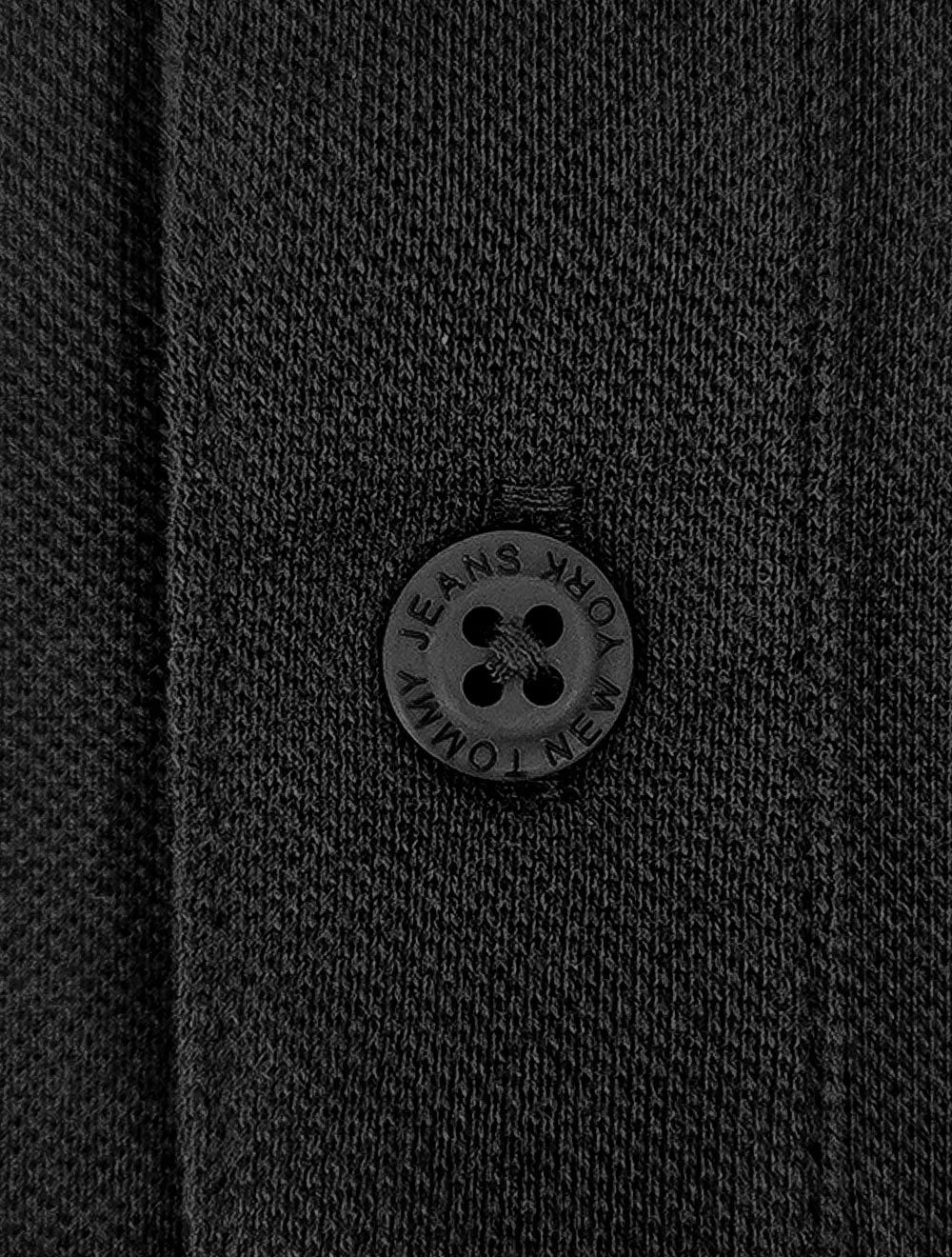 Polo Tommy Jeans Masculina Regular Flag Neck Preta