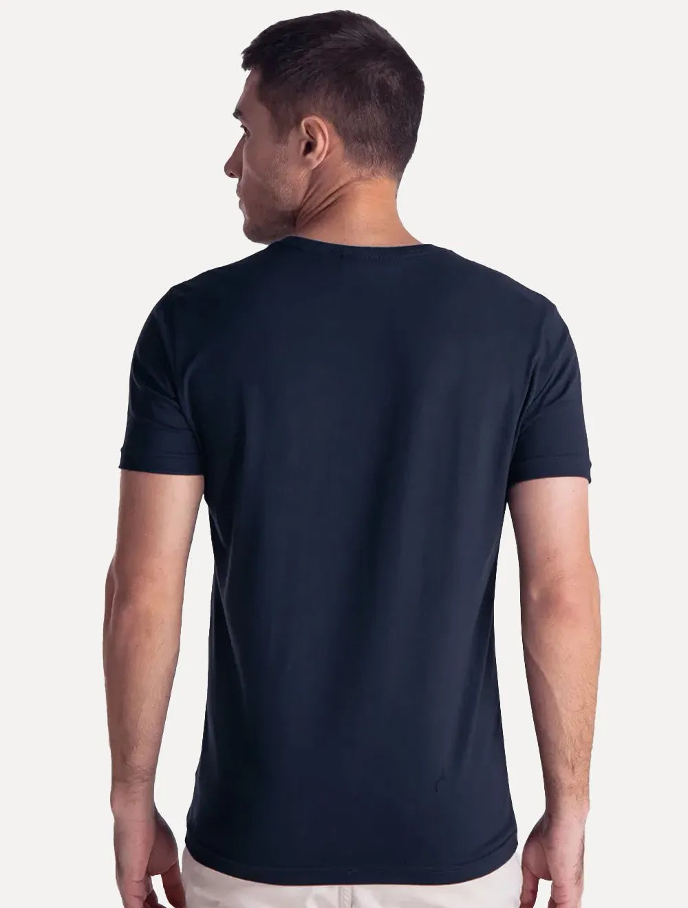 Camiseta King & Joe Masculina Slim Basic Light Small Logo Azul Marinho