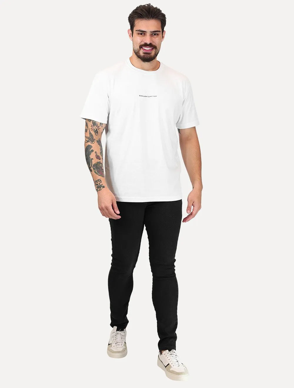Camiseta Osklen Masculina Regular Big Shirt Tracking Snow Branca