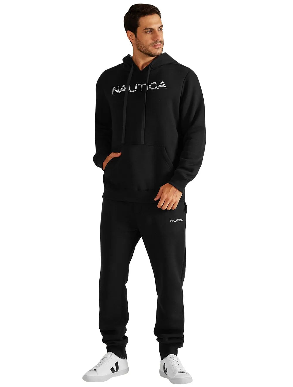 Moletom Nautica Masculino Hoodie Outline Logo Preto
