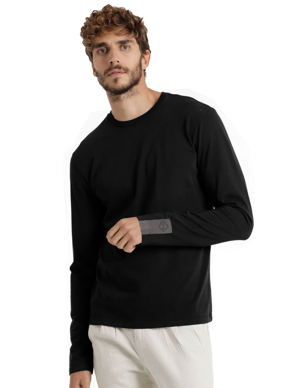 Blusa Replay Masculina Manga Longa Losango Negativo Preta