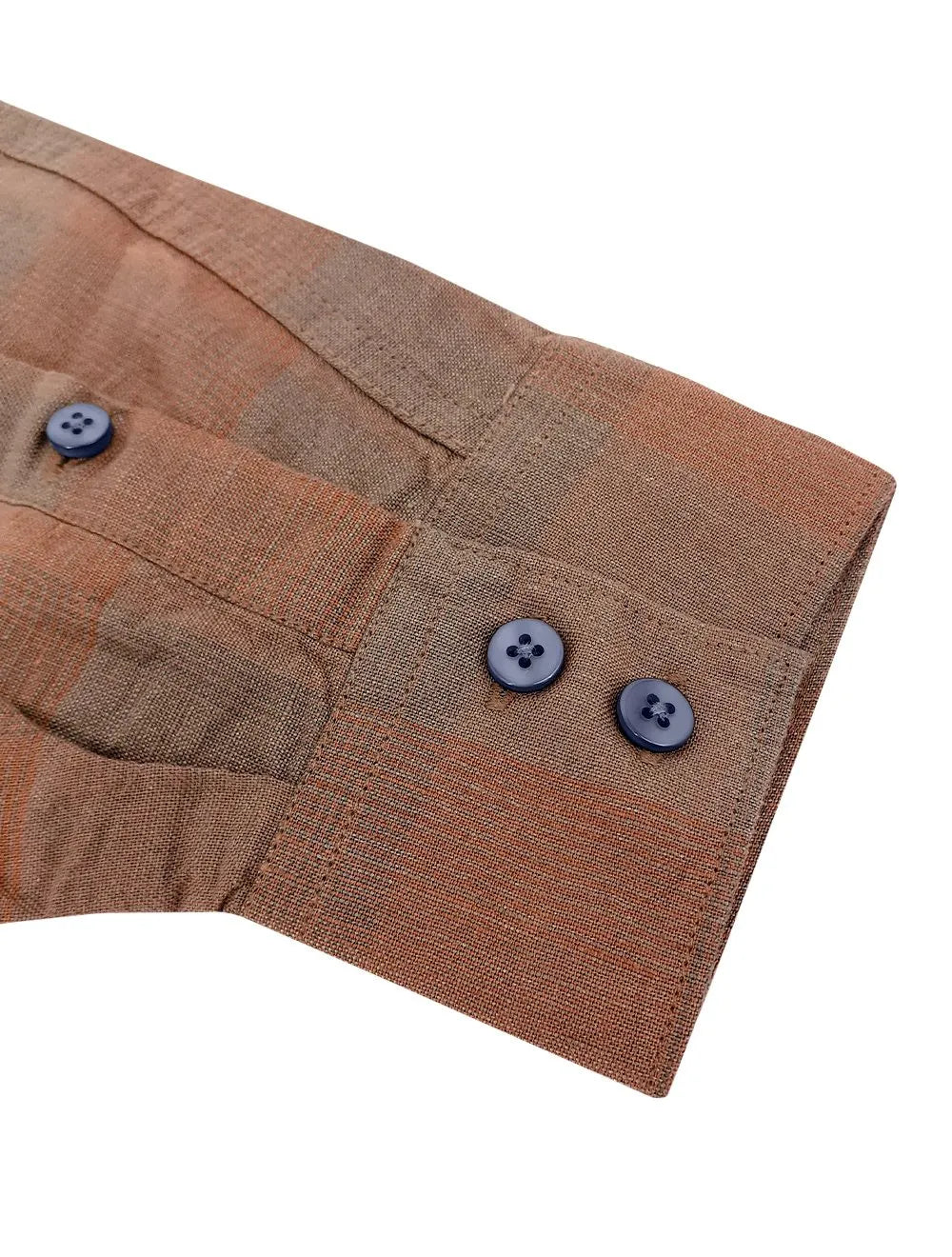 Camisa VR Masculina Linho Blend Clássica Plaid Marrom