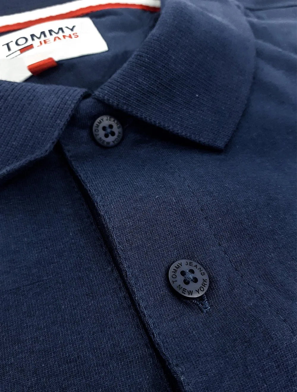 Polo Tommy Jeans Masculina Malha Regular Washed Jersey Azul Marinho