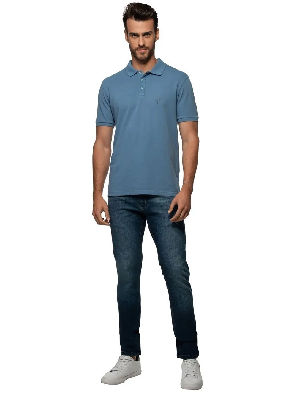 Polo Guess Masculina Piquet Rigel Blue Azul Índigo