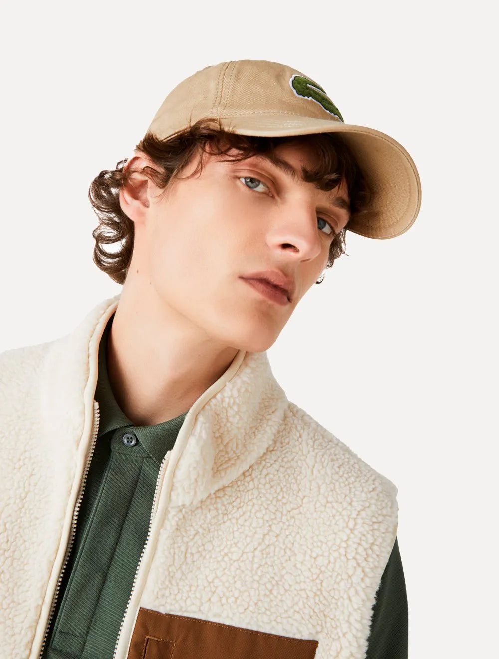 Boné Lacoste Casual Contrast Strep Big Logo Cáqui