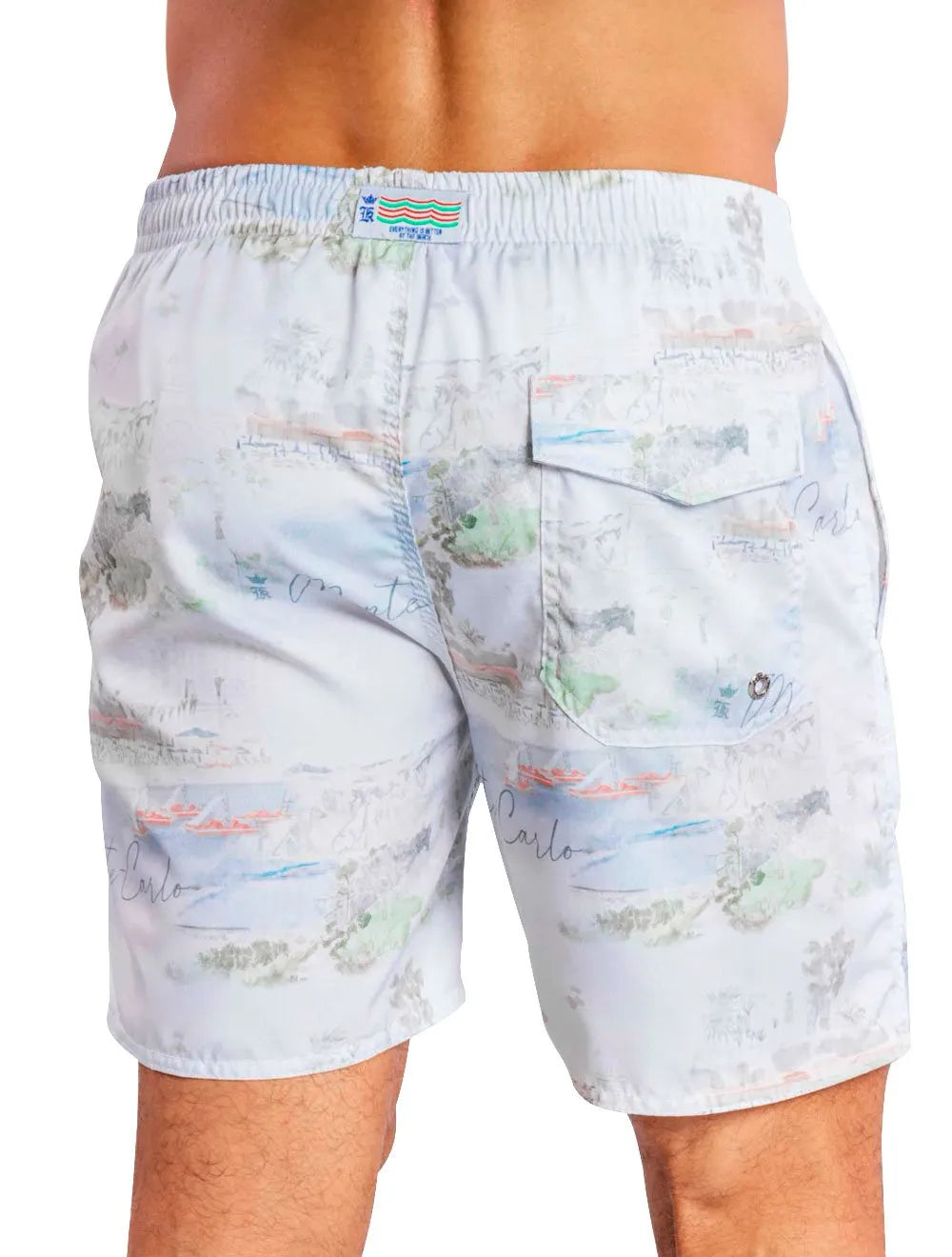 Short Sergio K Masculino D'Água Beachwear Monte Carlo Branco