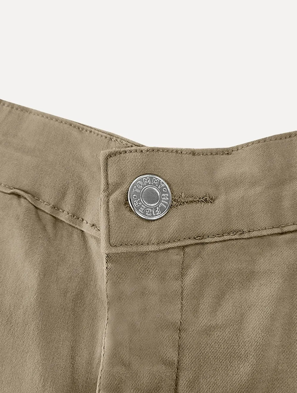 Calça Tommy Hilfiger Masculina Sarja Regular Fit Normal Rise Cáqui