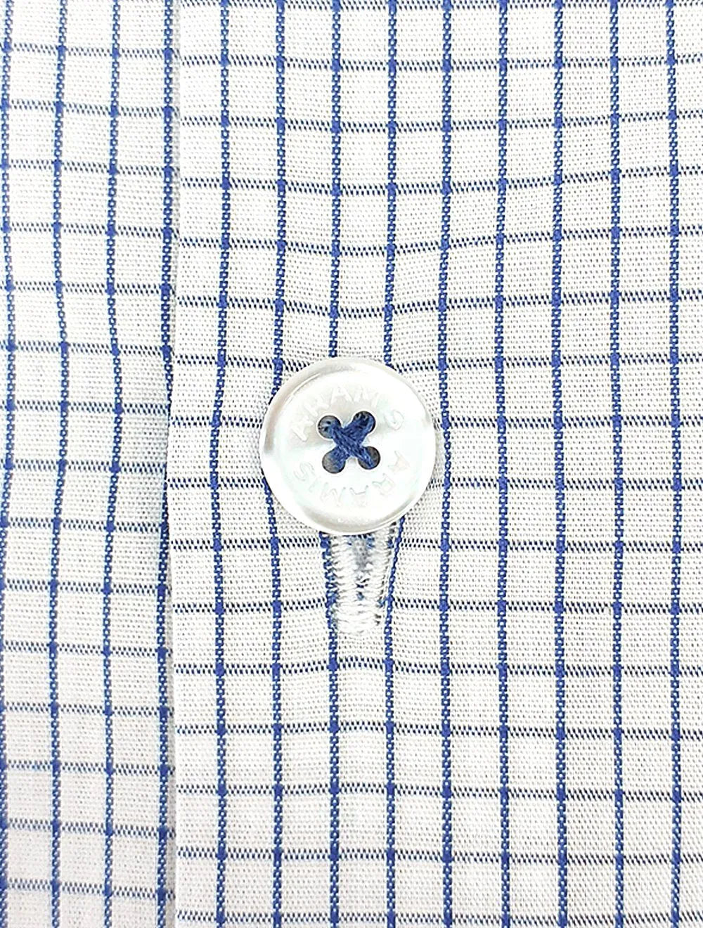 Camisa Aramis Masculina Regular Manga Curta Tricoline Micro Xadrez Branco/Marinho