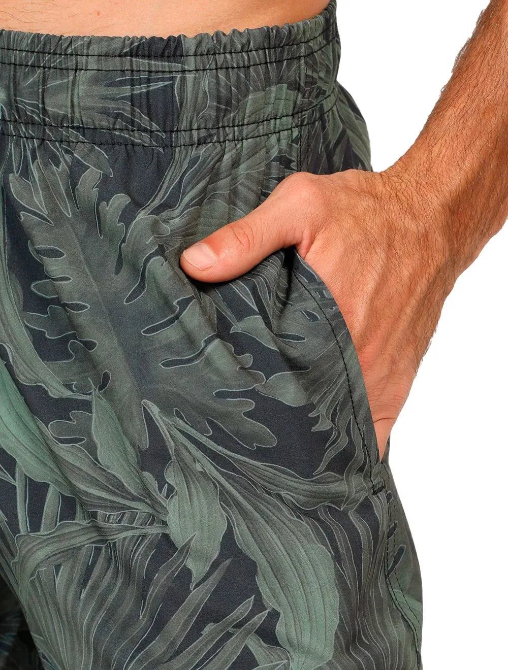 Short Dudalina Masculino D'Água Floral Verde Militar