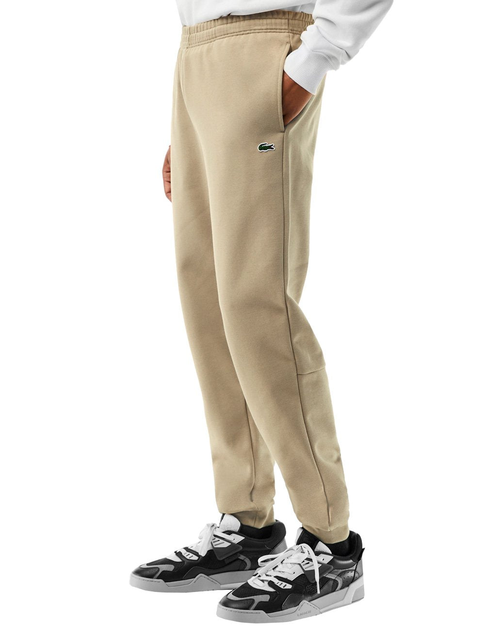 Calça Lacoste Masculina Moletom Sport Cotton Fleece Croco Cáqui