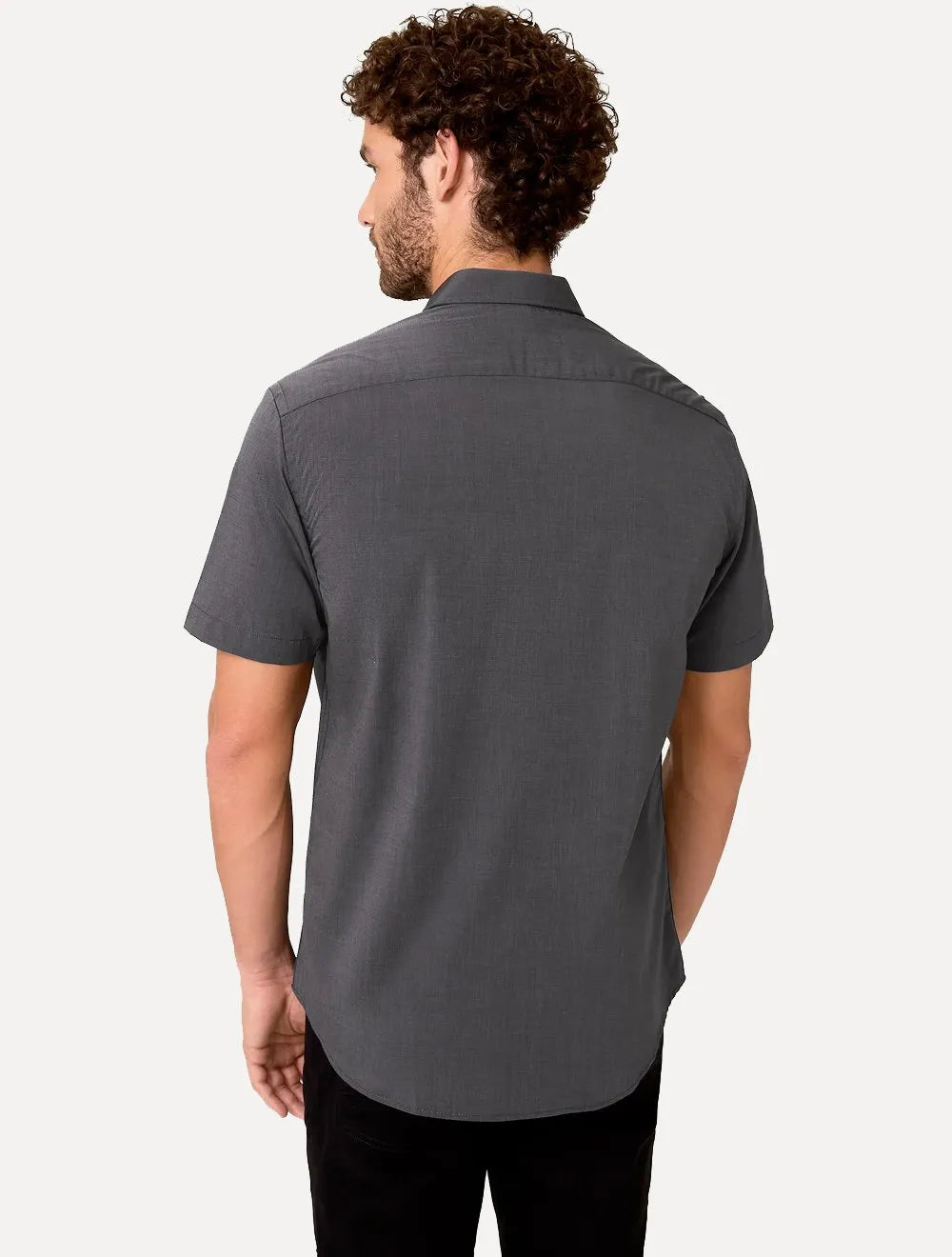 Camisa Dudalina Masculina Manga Curta Slim Wrinkle Free Chumbo
