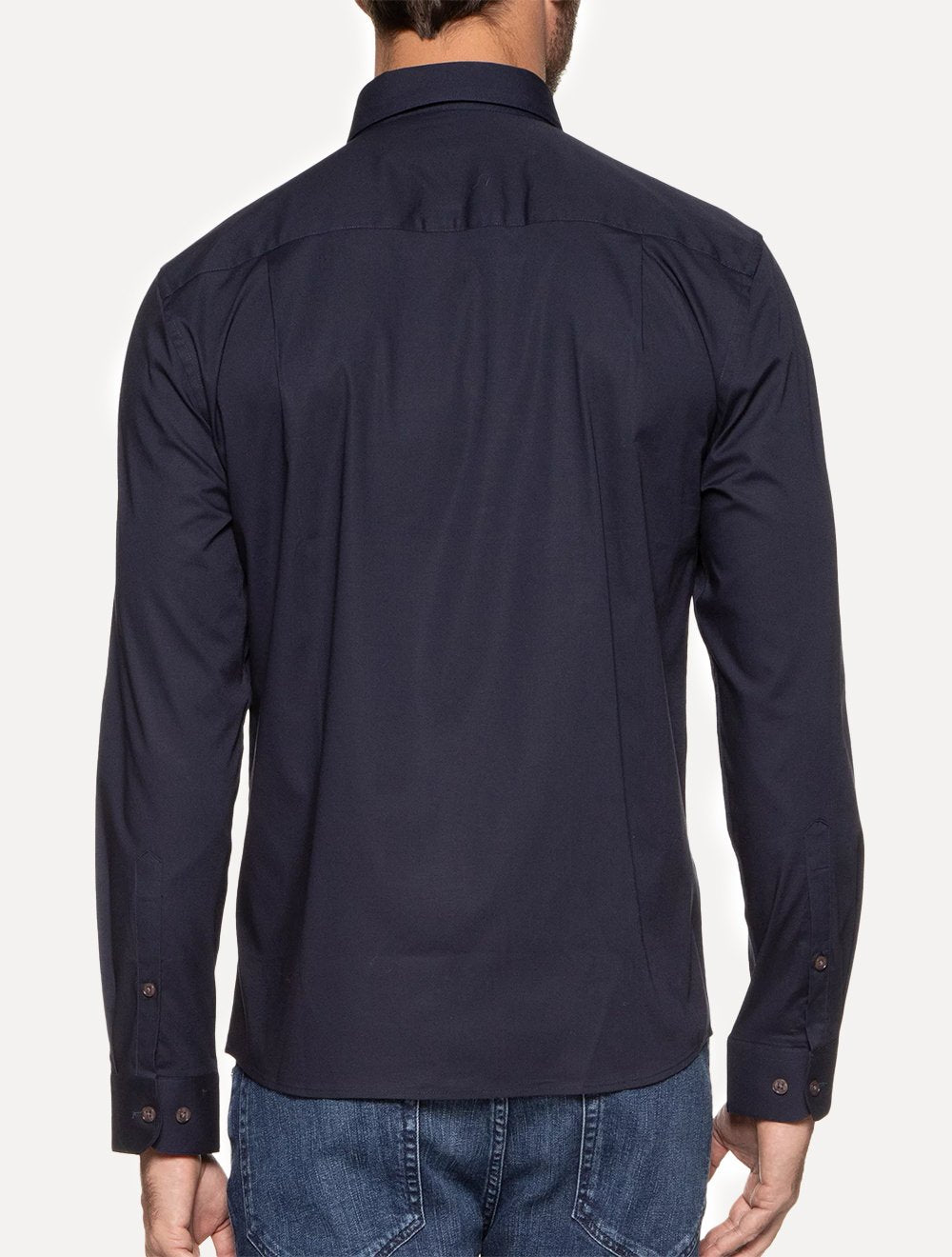 Camisa Ellus Masculina Tricoline Slim New Irish Azul Marinho