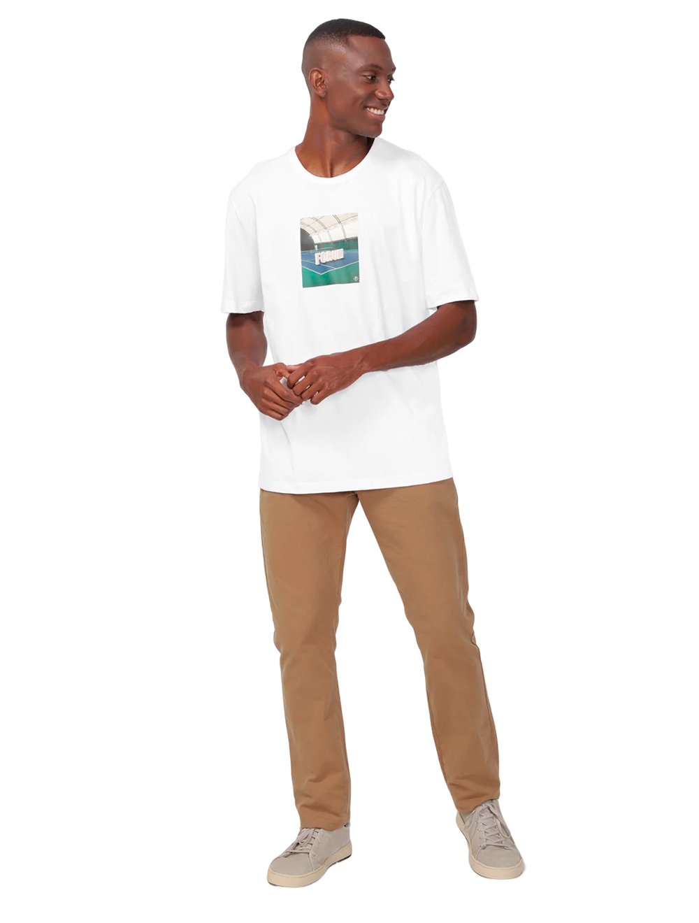 Camiseta Forum Masculina New Box Court Print Branca