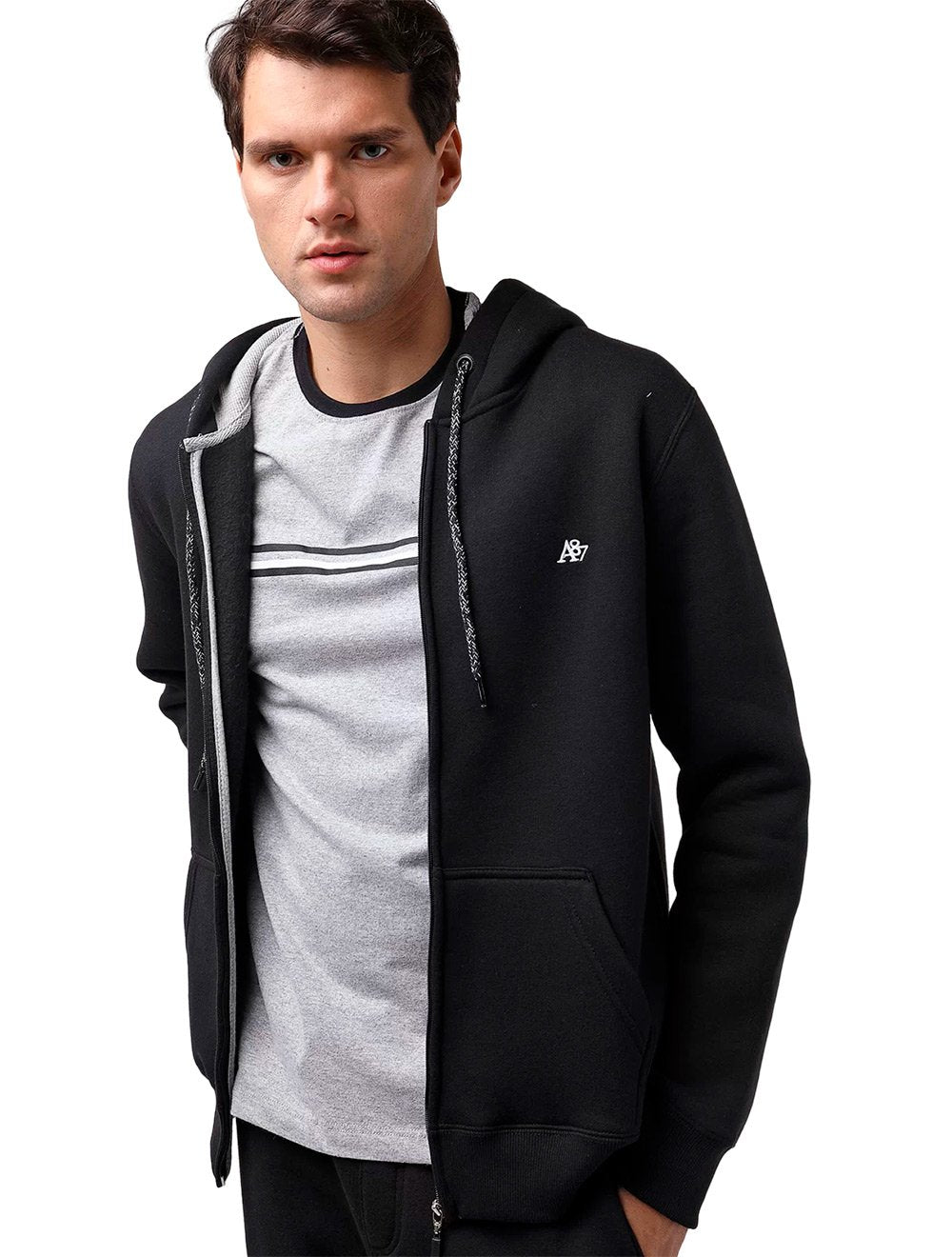 Moletom Aeropostale Masculino Hoodie Full-Zip A87 Preto